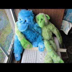 Blue & Green Long Armed Stuffed Plush Orangutans Adventure Planet Neon Bright